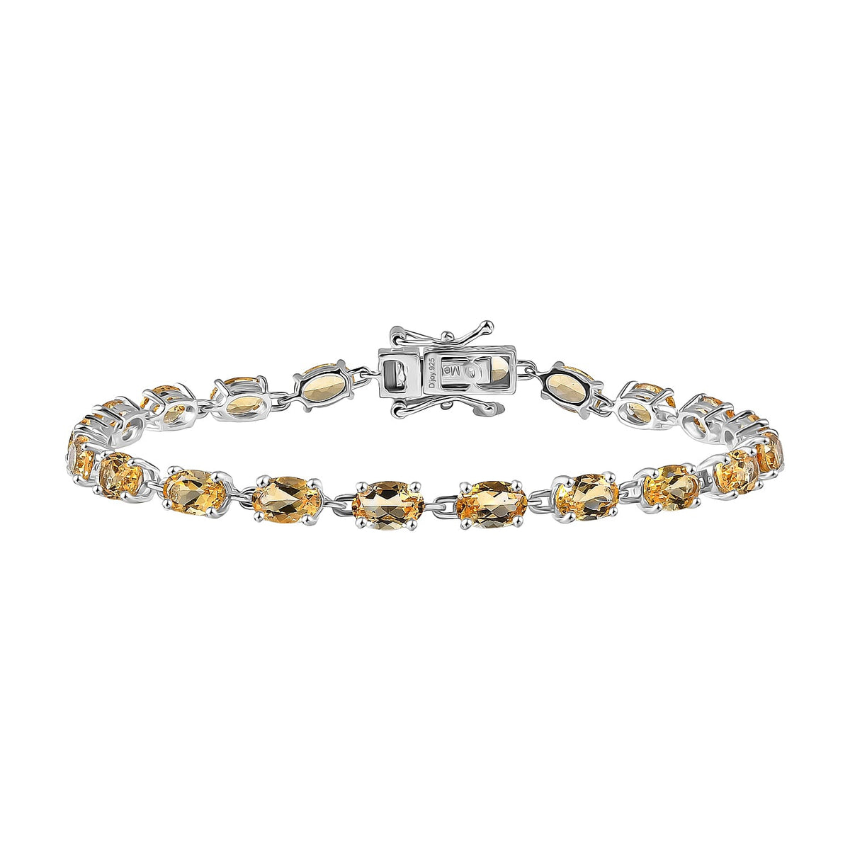 D'Joy Citrine Cluster Bracelet (Size 7) with GB Lock Box in Platinum Overlay Sterling Silver 8.98 Ct, Silver Wt. 5.39 Gms. 8277354 0