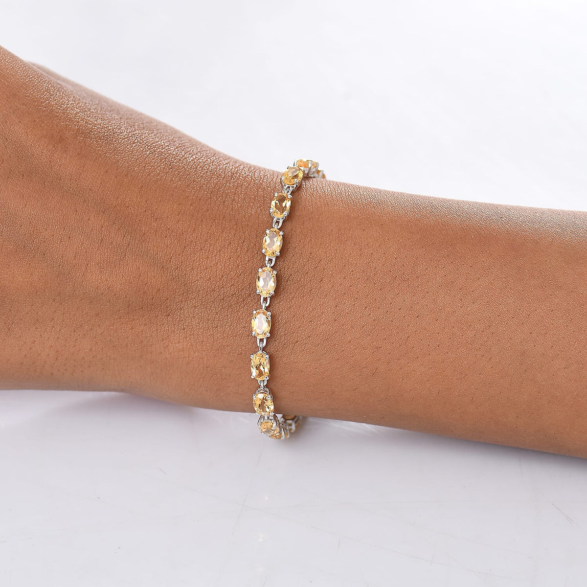 D'Joy Citrine Cluster Bracelet (Size 7) with GB Lock Box in Platinum Overlay Sterling Silver 8.98 Ct, Silver Wt. 5.39 Gms. 8277354 3