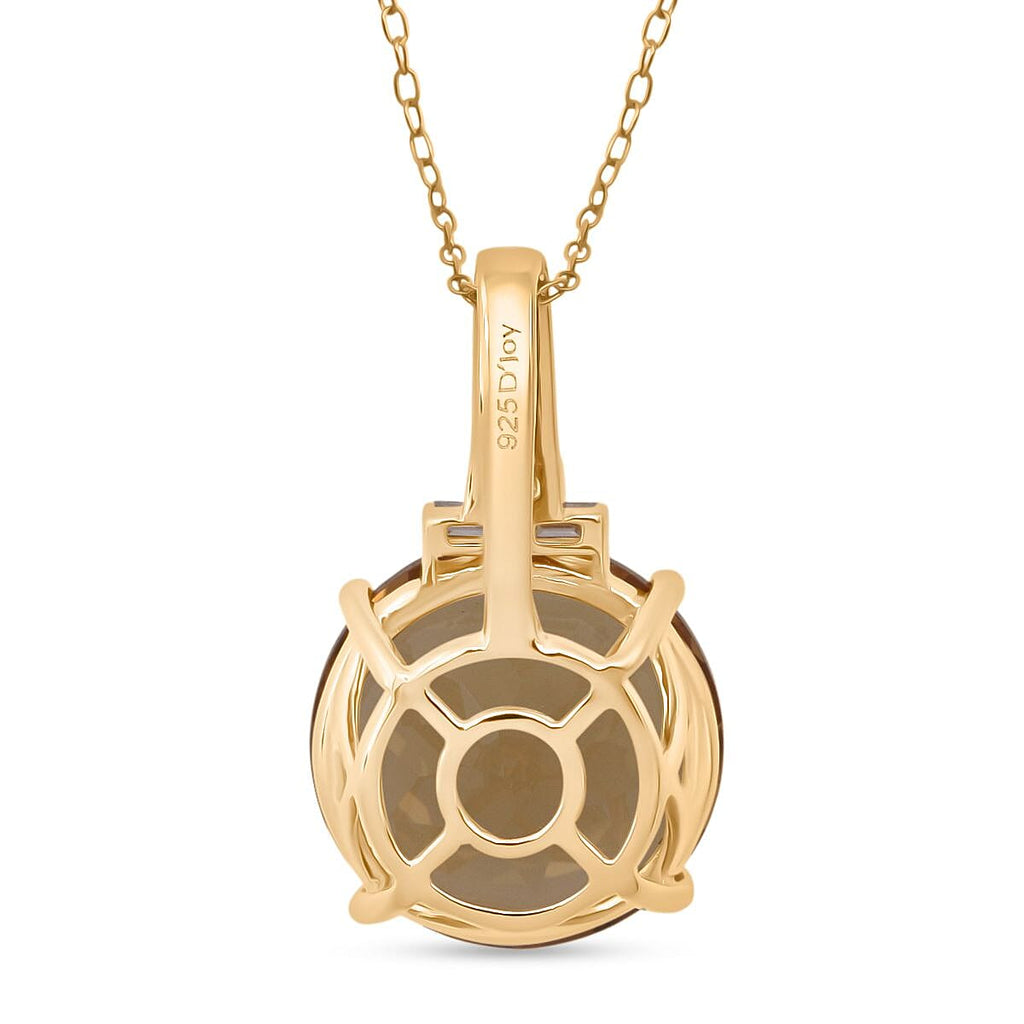D'Joy Citrine & Moissanite Pendant with Chain (Size 20) with Lobster Clasp in 18K Vermeil Yellow Gold Plated & Rhodium Overlay Sterling Silver 10.22 Ct.