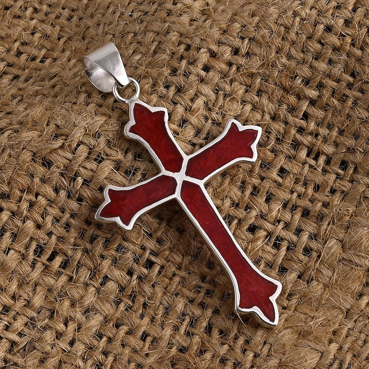 D'Joy Coral Cross Pendant Sterling Silver 8285693 1