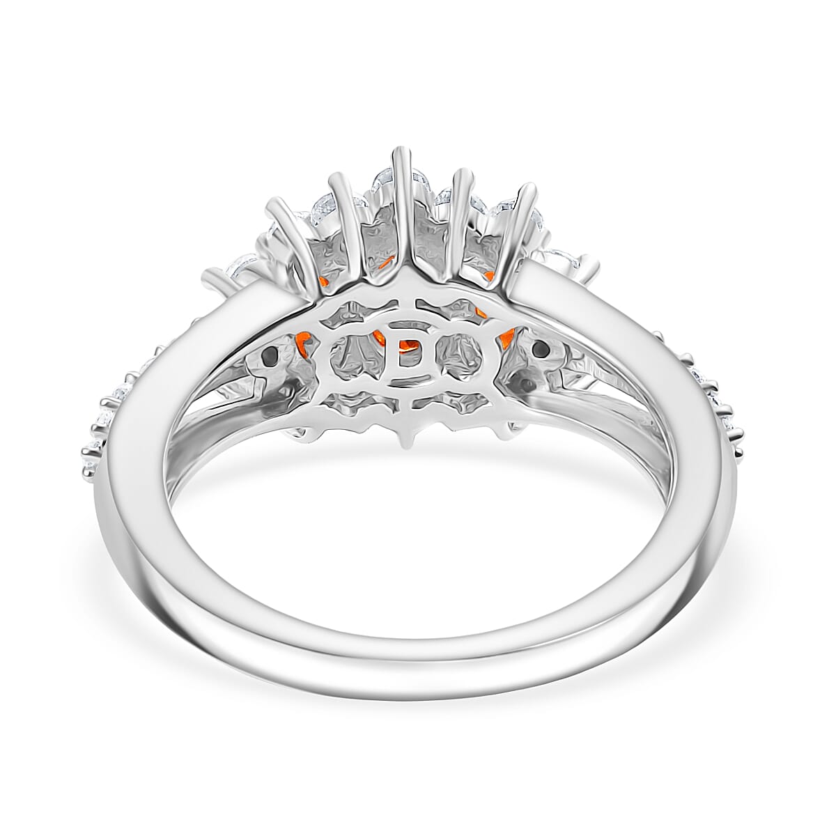 D'joy Crimson Fire Opal, White Zircon Ring in Rhodium Overlay Sterling Silver 1.50 Ct. 8233150 8