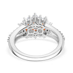 D'joy Crimson Fire Opal & White Zircon Ring in Rhodium Overlay Sterling Silver 1.50 Ct.