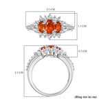 D'joy Crimson Fire Opal & White Zircon Ring in Rhodium Overlay Sterling Silver 1.50 Ct.