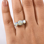 D'Joy Dichroic Luminous Moissanite Main Stone With Side Stone Ring in Rhodium OverlaySterling Silver  3.259  Ct.