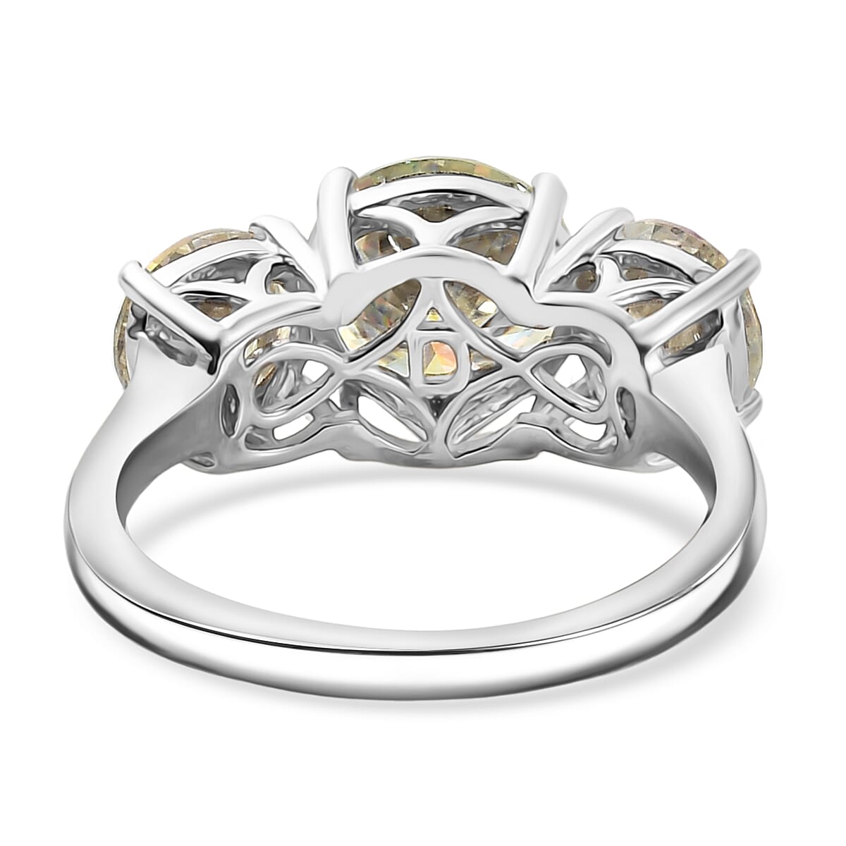 D'Joy Dichroic Luminous Moissanite 3-Stone Ring in Rhodium Overlay Sterling Silver 3.26 Ct. 8231132 5