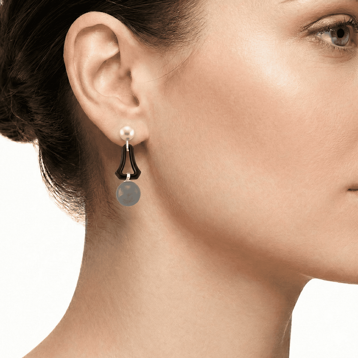 D'Joy Natural Olmec Black Jade, Fresh Water Pearl &amp; Natural Jadeite Dangling Earring in Rhodium Overlay Sterling Silver 8422505 3