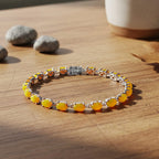 D'Joy Honey Jade Bracelet (Size 7) in Rhodium Overlay Sterling Silver 12.14 Ct, Silver Wt. 5.54 Gms.