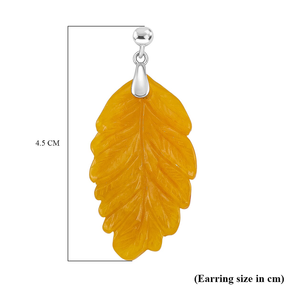 D'Joy Honey Jade Leaf Earring with Push Back in Rhodium Overlay Sterling Silver 51.96 Ct. 8246255 9
