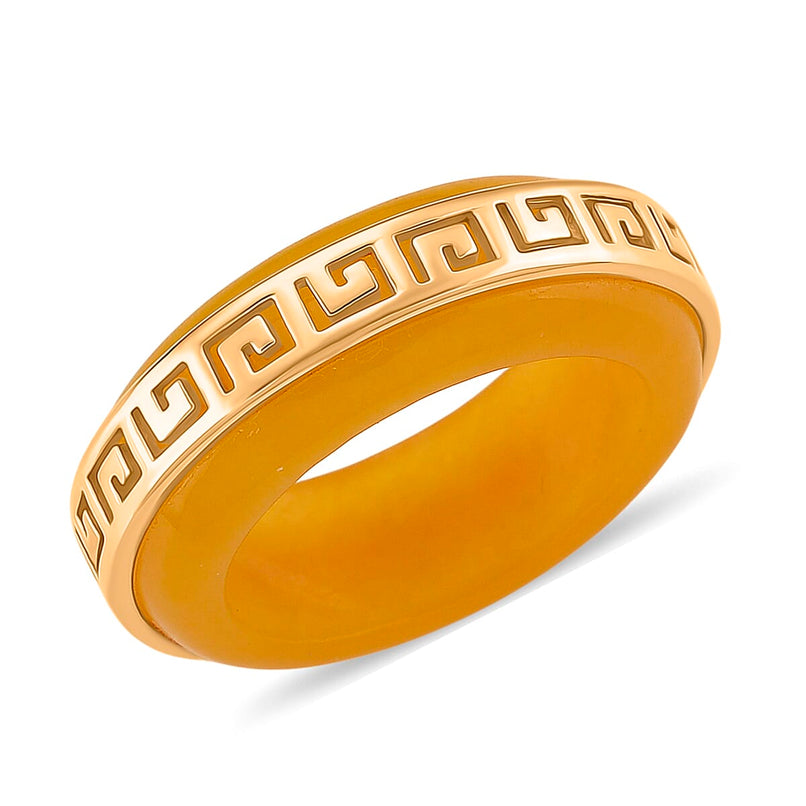 D'Joy Honey Jade Ring in Yellow Gold Plated Sterling Silver 25.00 Ct.