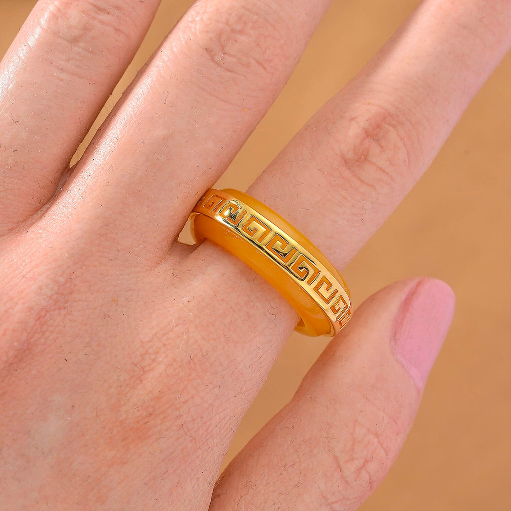 D'Joy Honey Jade Ring in Yellow Gold Plated Sterling Silver 25.00 Ct.