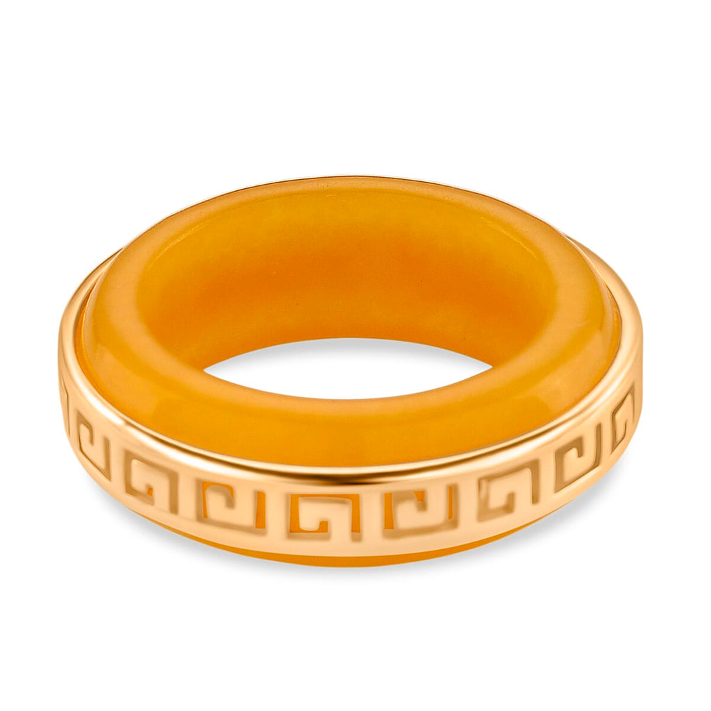 D'Joy Honey Jade Ring in Yellow Gold Plated Sterling Silver 25.00 Ct.