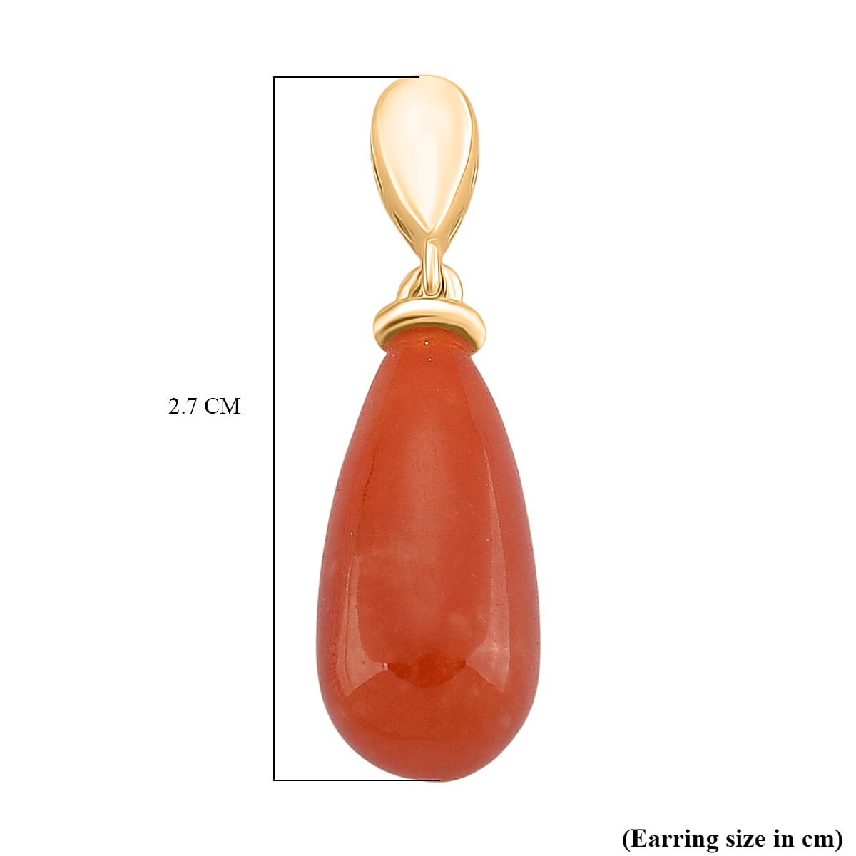 D'Joy Enhanced Red Jade Earring with Push Back in Yellow Gold Plated Sterling Silver 19.54 Ct. 8258976 5