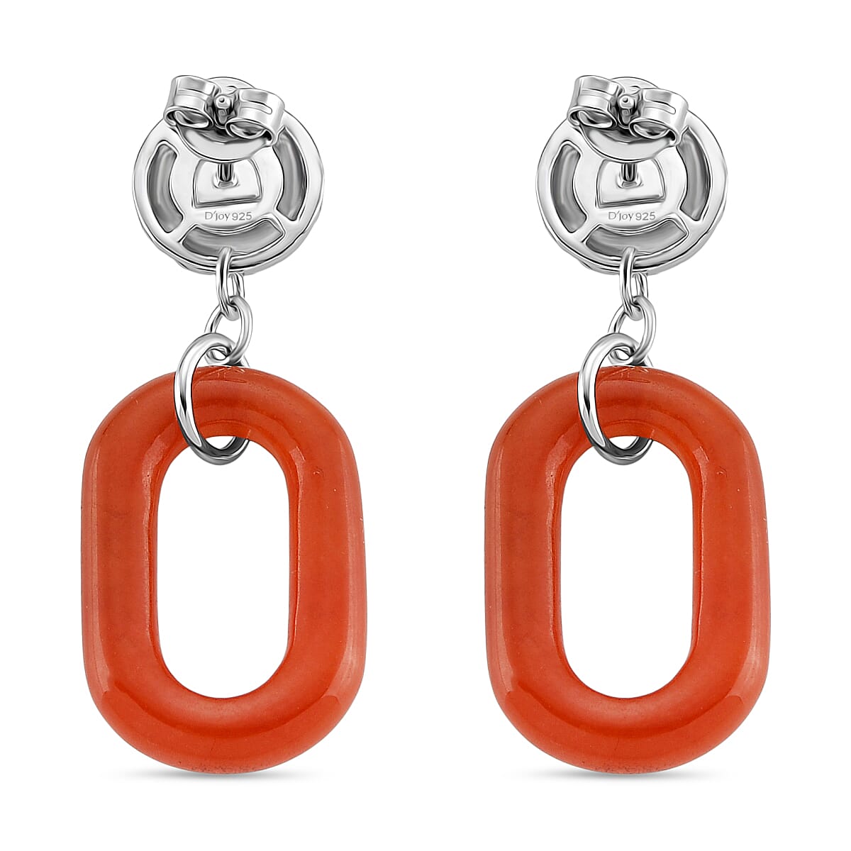 D'Joy Enhanced Red Jade Earring with Push Back in Rhodium Overlay Sterling Silver 21.72 Ct. 8259195 4