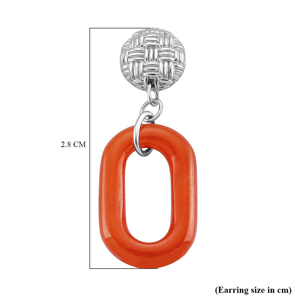 D'Joy Enhanced Red Jade Earring with Push Back in Rhodium Overlay Sterling Silver 21.72 Ct. 8259195 5