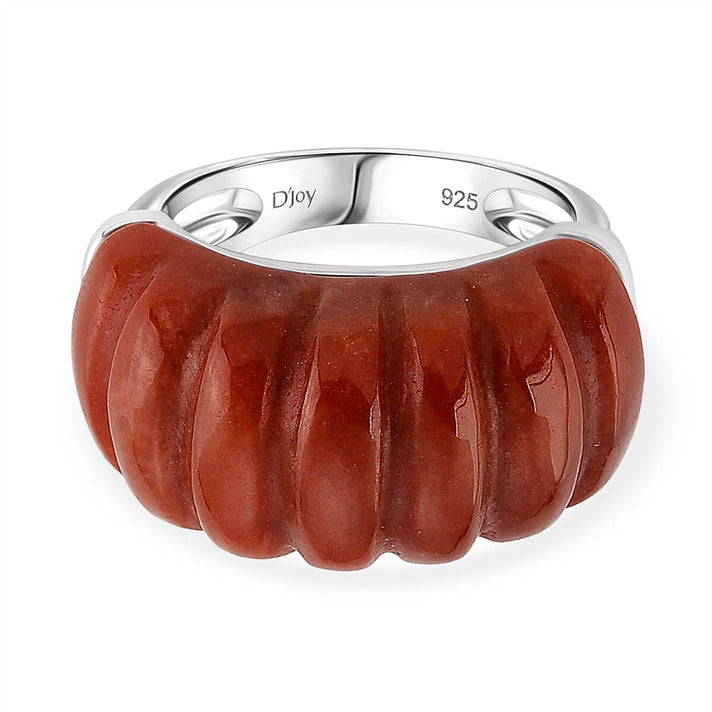 D'Joy Enhanced Red Jade Ring in Rhodium Overlay Sterling Silver 28.50 Ct. 8259181 1