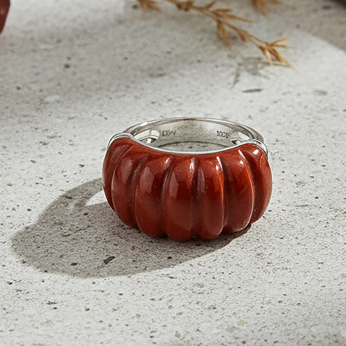 D'Joy Enhanced Red Jade Ring in Rhodium Overlay Sterling Silver 28.50 Ct. 8259181 2