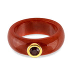 D'Joy Enhanced Red Jade & Red Garnet Ring in Yellow Gold Plated Sterling Silver 23.37 Ct.