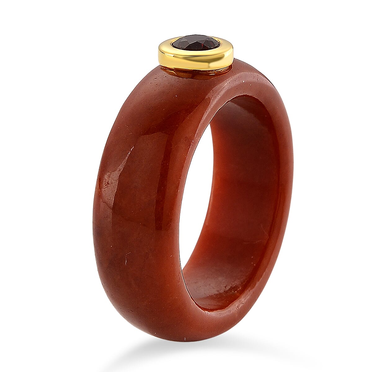 D'Joy Enhanced Red Jade &amp; Red Garnet Ring in Yellow Gold Plated Sterling Silver 23.37 Ct. 8258857 3