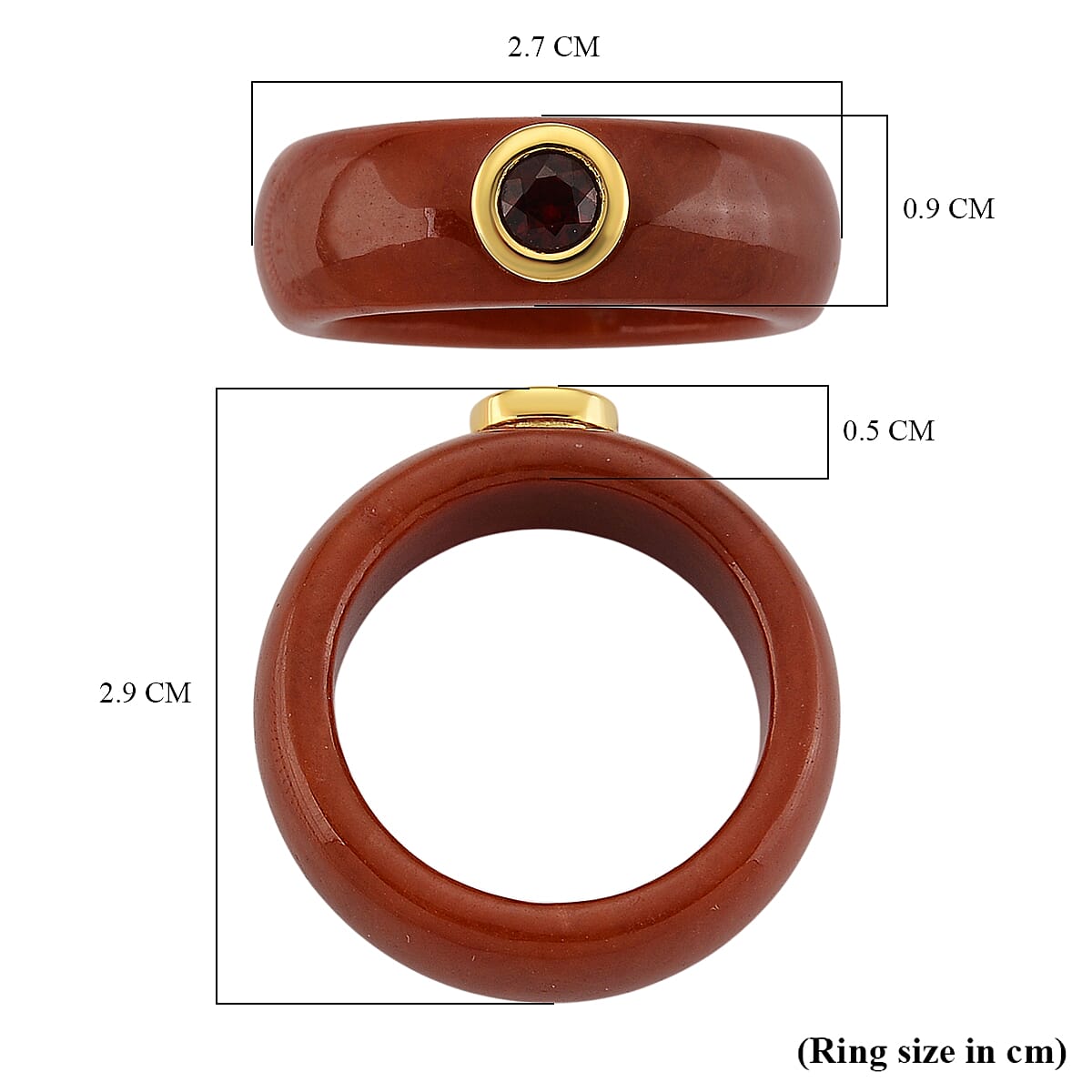 D'Joy Enhanced Red Jade &amp; Red Garnet Ring in Yellow Gold Plated Sterling Silver 23.37 Ct. 8258857 5