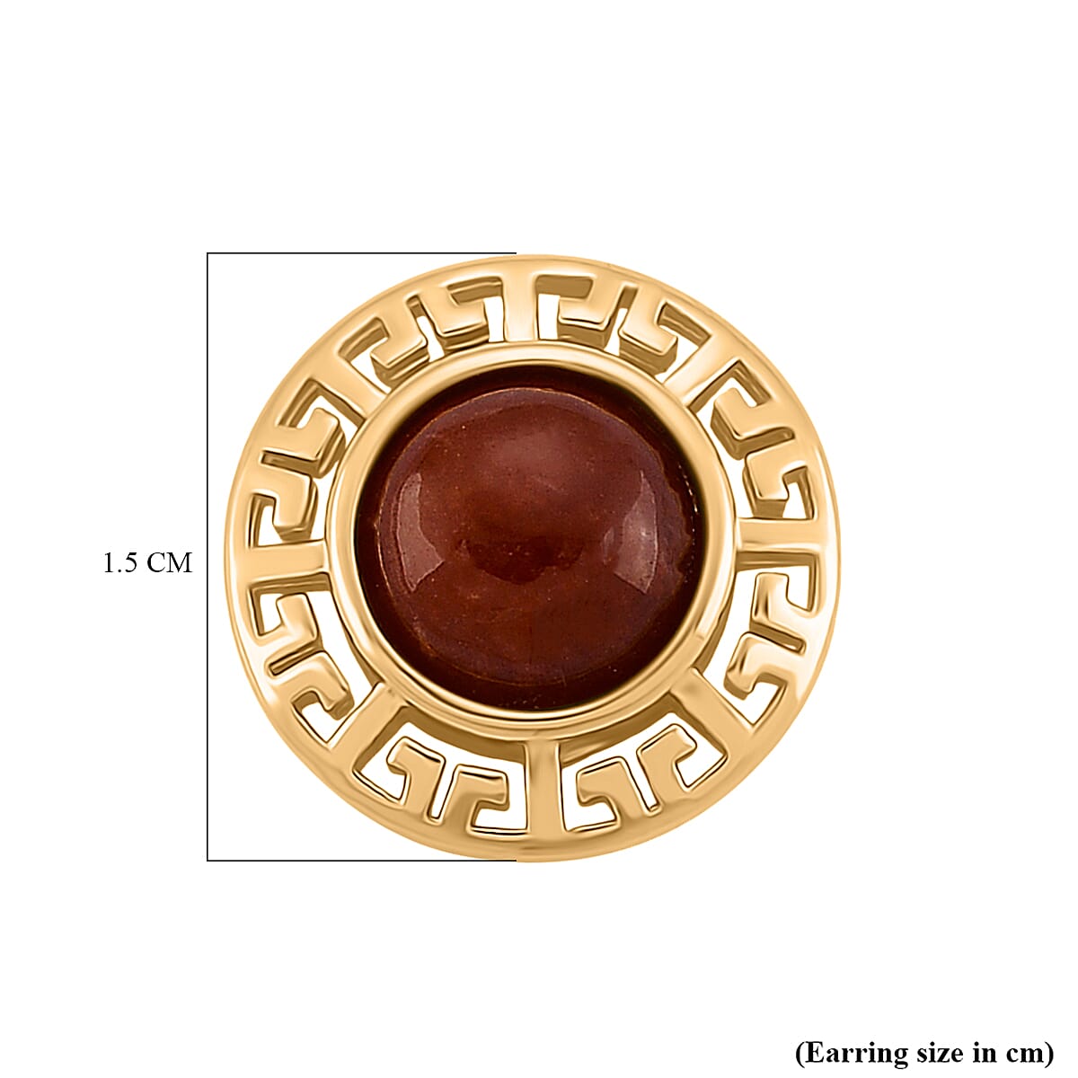 D'Joy Enhanced Red Jade Solitaire Stud Push Post Earring in Yellow Gold Plated Sterling Silver 5.00 Ct. 8258724 5