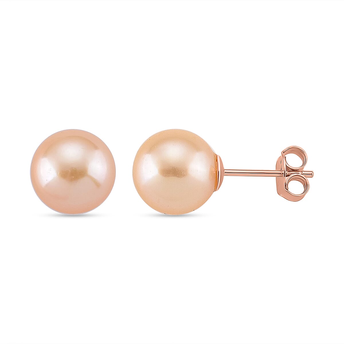 Peach Edison Pearl (10mm) Earring with Push Back in Rose Gold Plated Sterling Silver 8246266 0