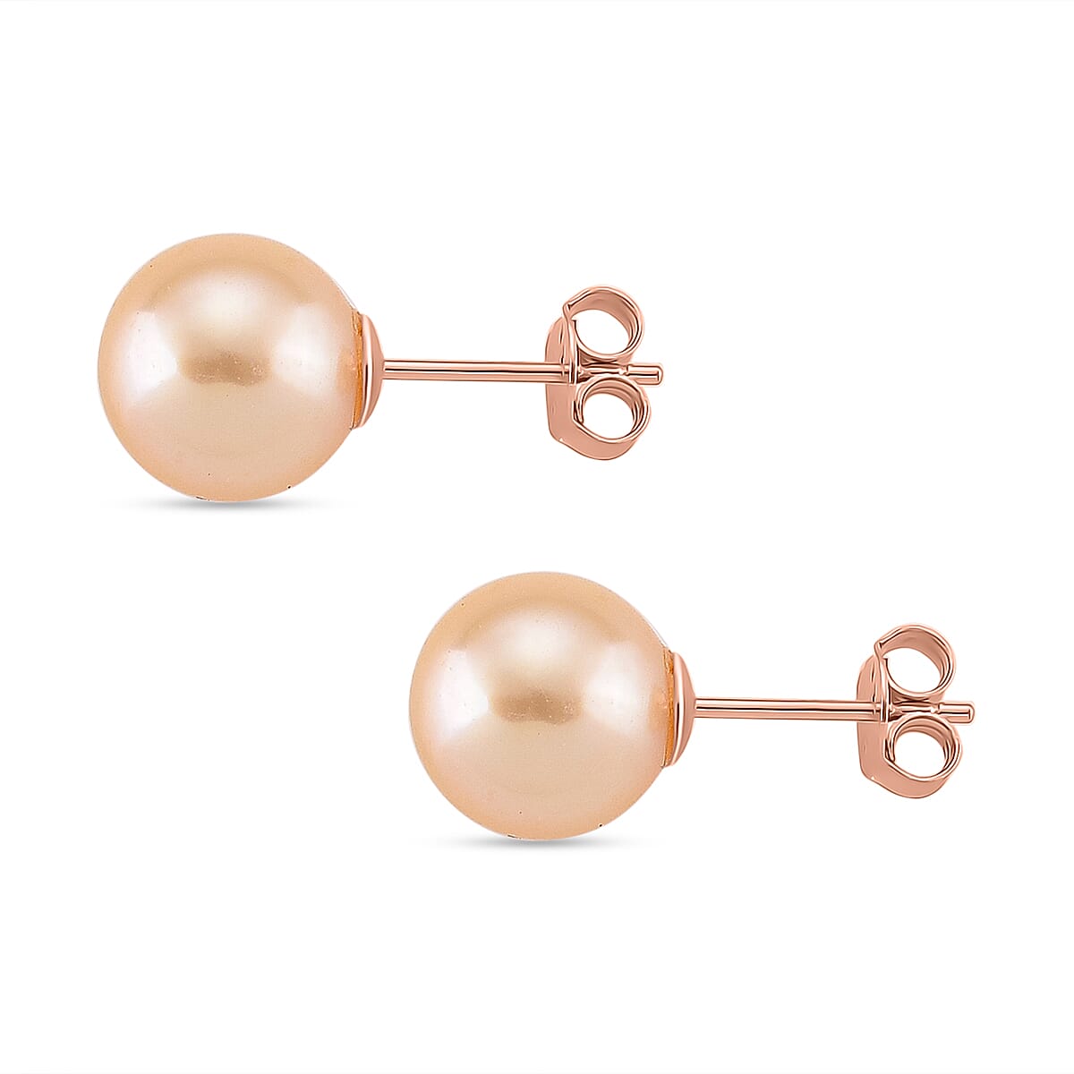 Peach Edison Pearl (10mm) Earring with Push Back in Rose Gold Plated Sterling Silver 8246266 4