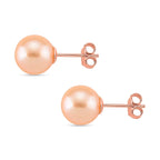 Peach Edison Pearl (10mm) Earring with Push Back in Rose Gold Plated Sterling Silver