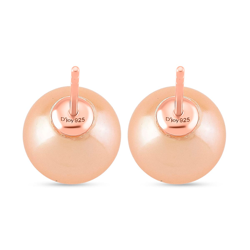 Peach Edison Pearl (10mm) Earring with Push Back in Rose Gold Plated Sterling Silver