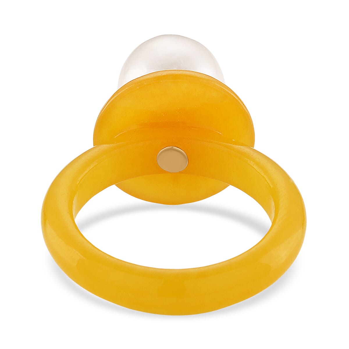 D'Joy Edison Pearl &amp; Honey Jade Ring in Yellow Gold Plated Sterling Silver 26.52 Ct. 8278824 4