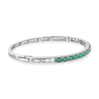 D'Joy Emerald Full Bangle (Size 7.5) in Rhodium Overlay Sterling Silver 2.56 Ct, Silver Wt. 12.06 Gms.