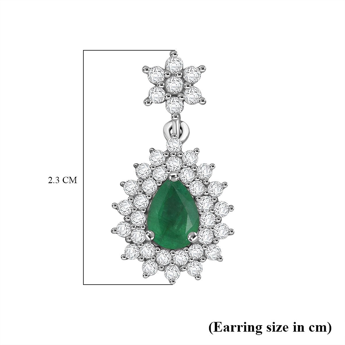 D'Joy Emerald &amp; Moissanite Earring in Rhodium Overlay Sterling Silver 2.33 Ct. 8325129 5