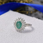 D'Joy Emerald & Moissanite Ring in Rhodium Overlay Sterling Silver 1.62 Ct.