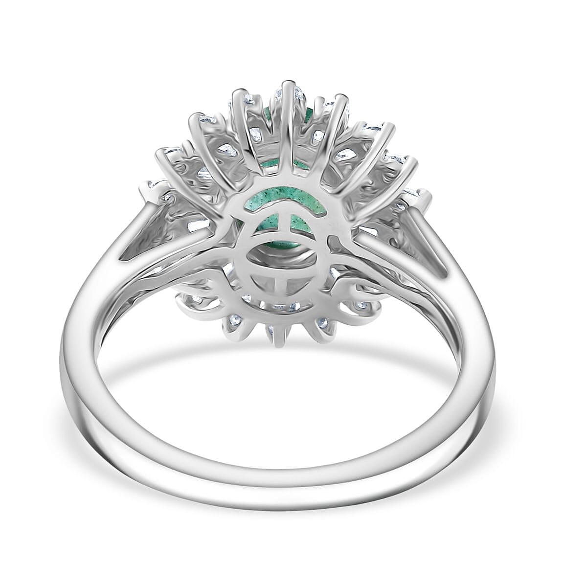 D'Joy Emerald &amp; Moissanite Ring in Rhodium Overlay Sterling Silver 1.62 Ct. 8278738 5