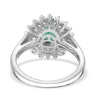 D'Joy Emerald & Moissanite Ring in Rhodium Overlay Sterling Silver 1.62 Ct.