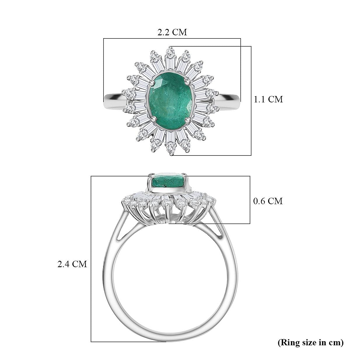 D'Joy Emerald &amp; Moissanite Ring in Rhodium Overlay Sterling Silver 1.62 Ct. 8278738 6