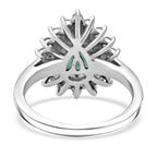 D'Joy Emerald & Moissanite Ring in Rhodium Overlay Sterling Silver 1.56 Ct.