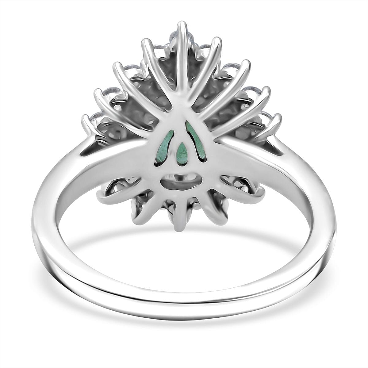 D'Joy Emerald &amp; Moissanite Ring in Rhodium Overlay Sterling Silver 1.56 Ct. 8324824 5