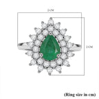 D'Joy Emerald & Moissanite Ring in Rhodium Overlay Sterling Silver 1.56 Ct.