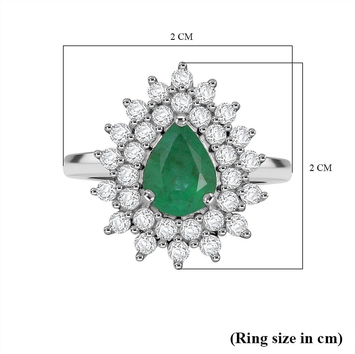 D'Joy Emerald &amp; Moissanite Ring in Rhodium Overlay Sterling Silver 1.56 Ct. 8324824 6