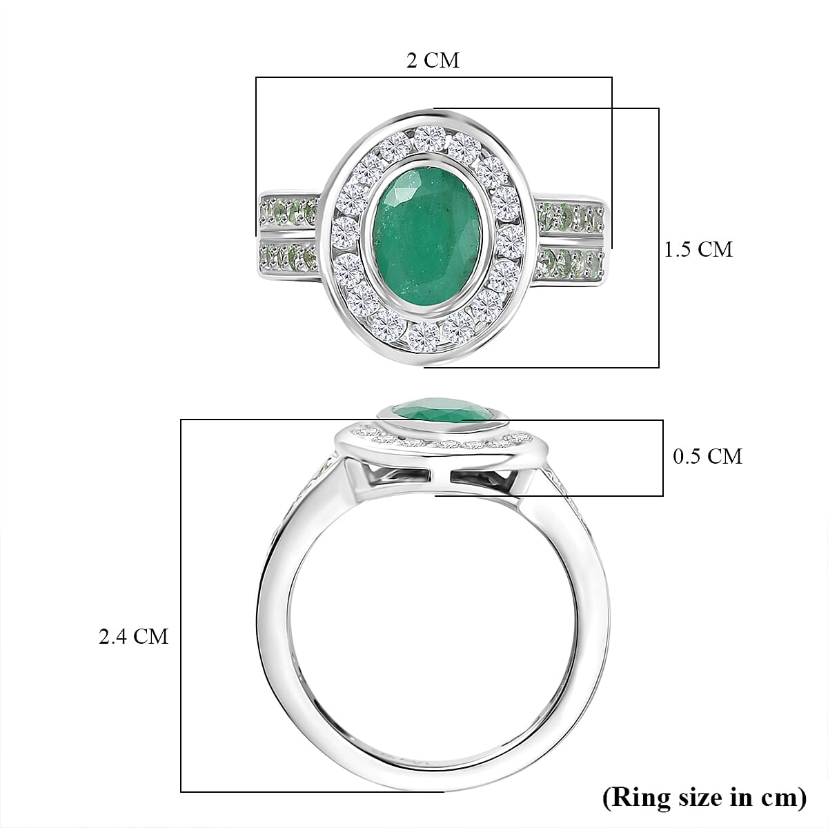 D'Joy Emerald, Tsavorite Garnet &amp; Moissanite Ring in Rhodium Overlay Sterling Silver 2.01 Ct. 8274652 6