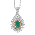 D'Joy Emerald, Yellow Sapphire & Moissanite Pendant with Chain (Size 20) in Rhodium Overlay Sterling Silver