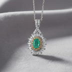D'Joy Emerald, Yellow Sapphire & Moissanite Pendant with Chain (Size 20) in Rhodium Overlay Sterling Silver