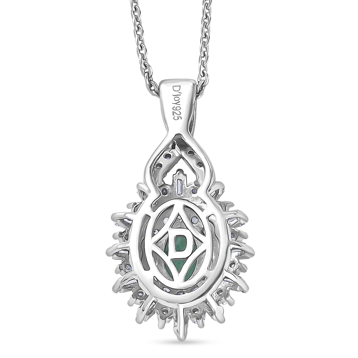 D'Joy Emerald, Yellow Sapphire, Moissanite Halo Pendant with Chain (Size 20) in Rhodium Overlay Sterling Silver 4433632 5