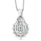 D'Joy Emerald, Yellow Sapphire & Moissanite Pendant with Chain (Size 20) in Rhodium Overlay Sterling Silver