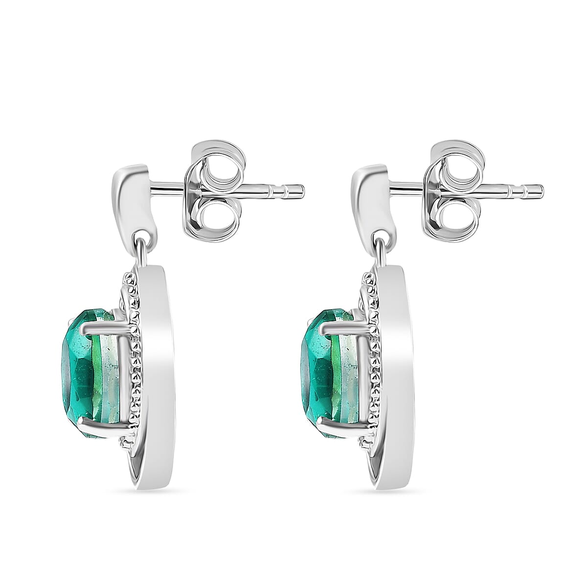 D'Joy Emeraldine Triplet Quartz Dangling Earring in Platinum Overlay Sterling Silver 3.35 Ct. 8345457 3