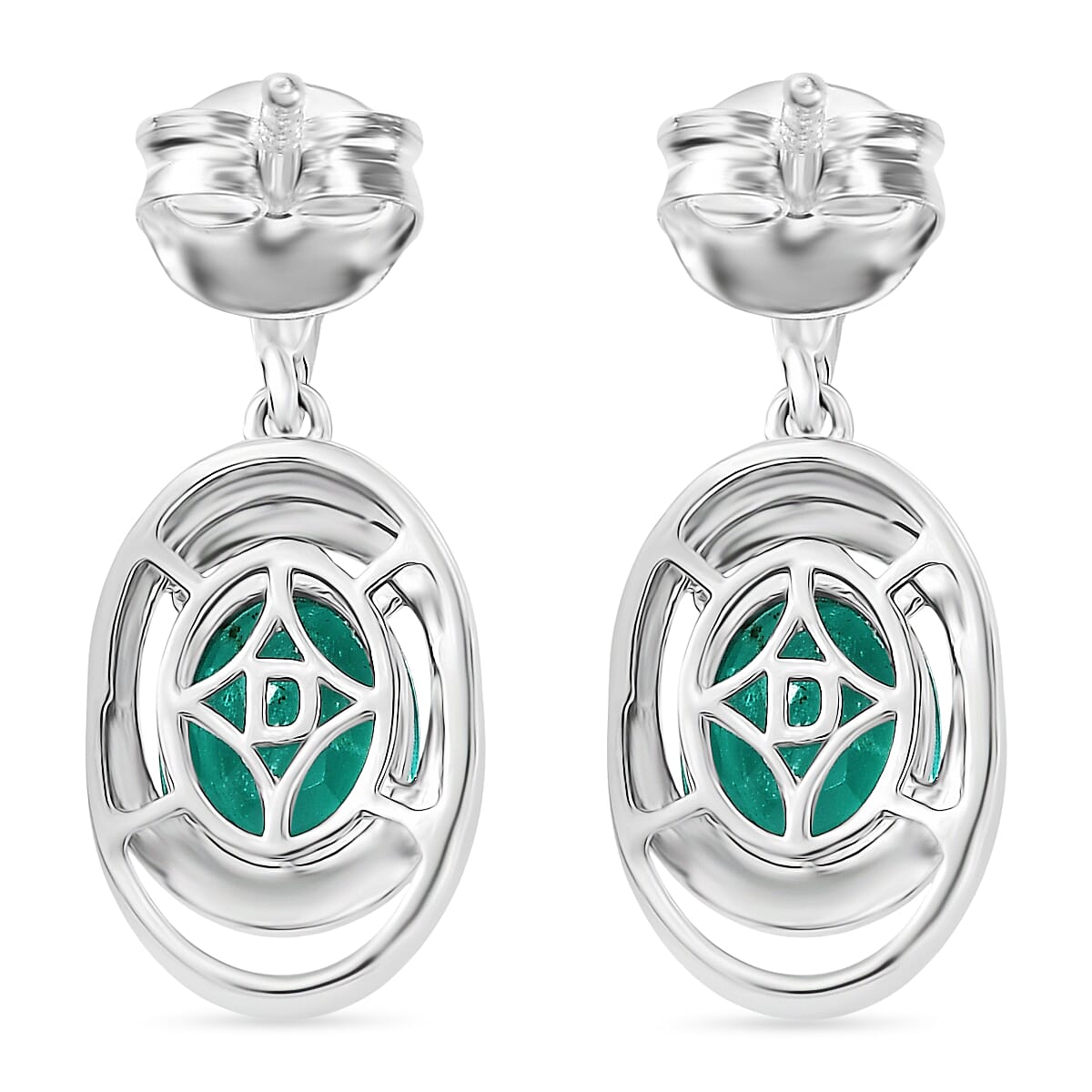 D'Joy Emeraldine Triplet Quartz Dangling Earring in Platinum Overlay Sterling Silver 3.35 Ct. 8345457 4
