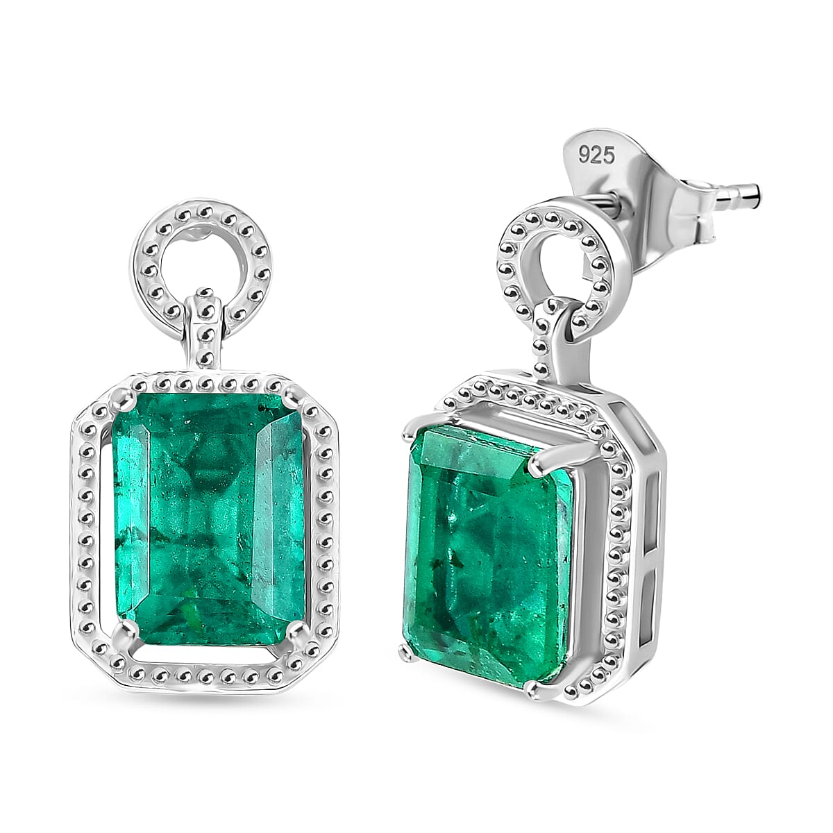 D'Joy Emeraldine Triplet Quartz Dangling Earring in Platinum Overlay Sterling Silver 3.72 Ct. 8244894 0