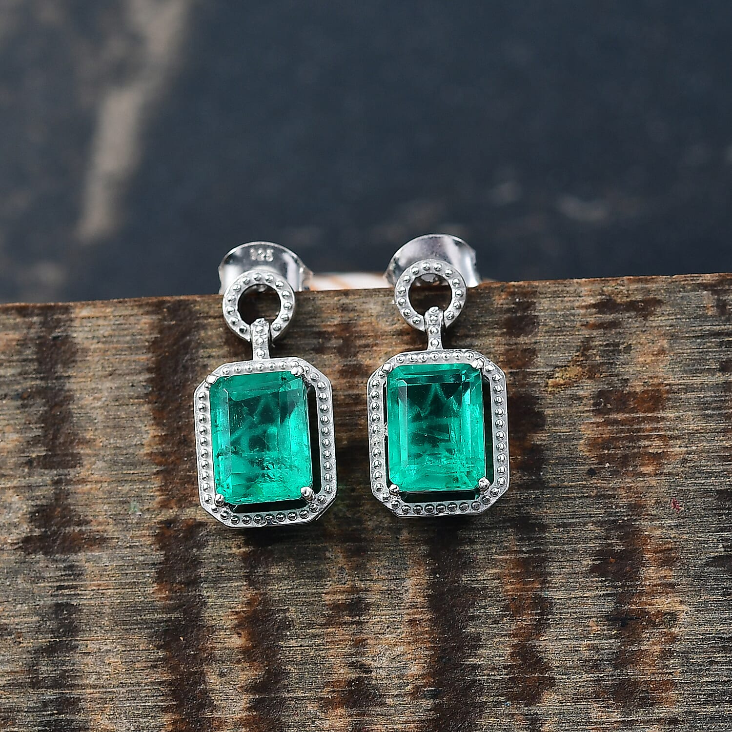 D'Joy Emeraldine Triplet Quartz Dangling Earring in Platinum Overlay Sterling Silver 3.72 Ct. 8244894 2