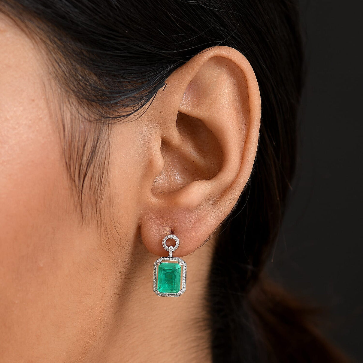 D'Joy Emeraldine Triplet Quartz Dangling Earring in Platinum Overlay Sterling Silver 3.72 Ct. 8244894 3