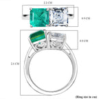 D'Joy Emeraldine Triplet Quartz and Moissanite Ring in Platinum Overlay Sterling Silver 3.69 Ct.